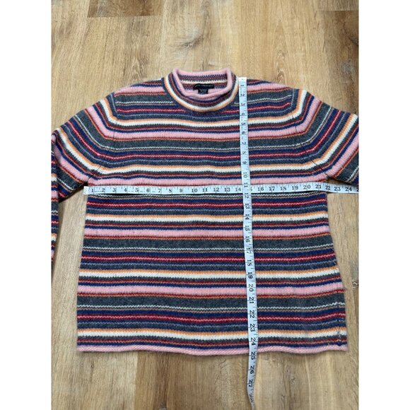 Vintage 90s Sarah Spencer Striped Lambswool Angora Rabbit Blend Roll Collar L - Picture 5 of 8